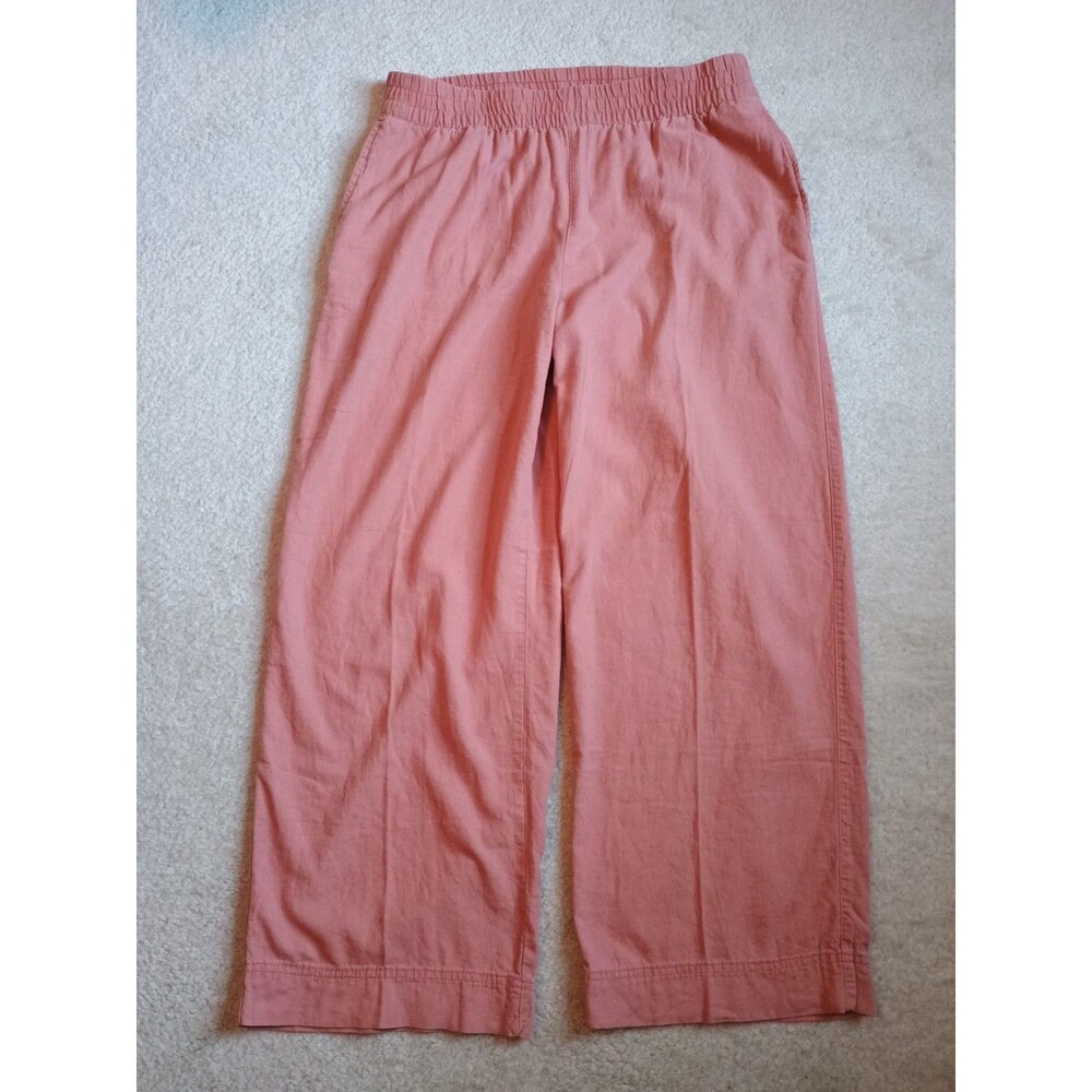 Old Navy Pants Earthy Brown High-Waisted Linen-Blend Wide Leg Size L 33x28